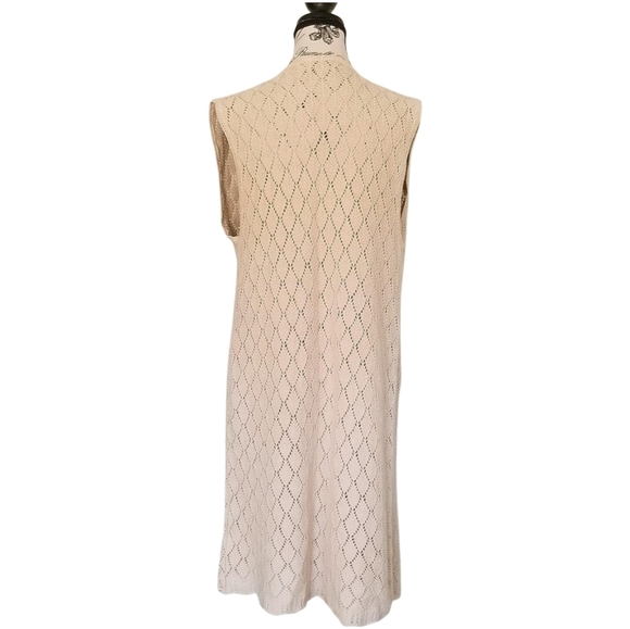 ☮️ Y2K Cream Ramie & Cotton Knit Duster Size Small Medium - Picture 2 of 6